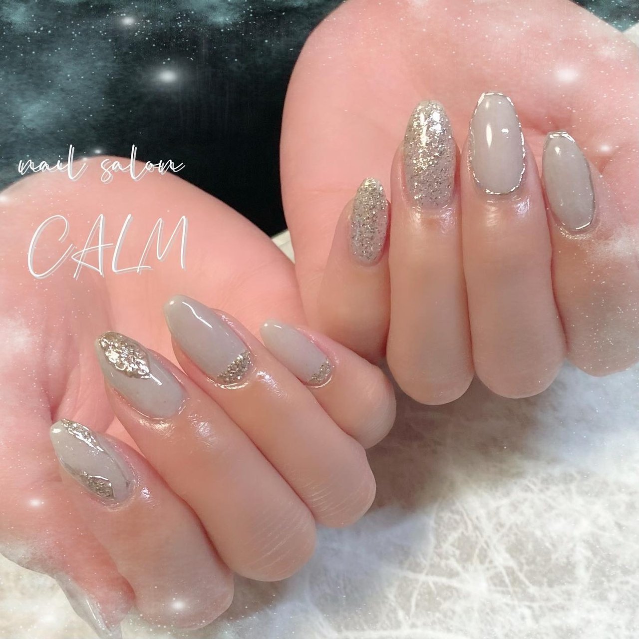 オールシーズン ハンド ニュアンス ミディアム ホワイト Nail Salon Calmのネイルデザイン No ネイルブック