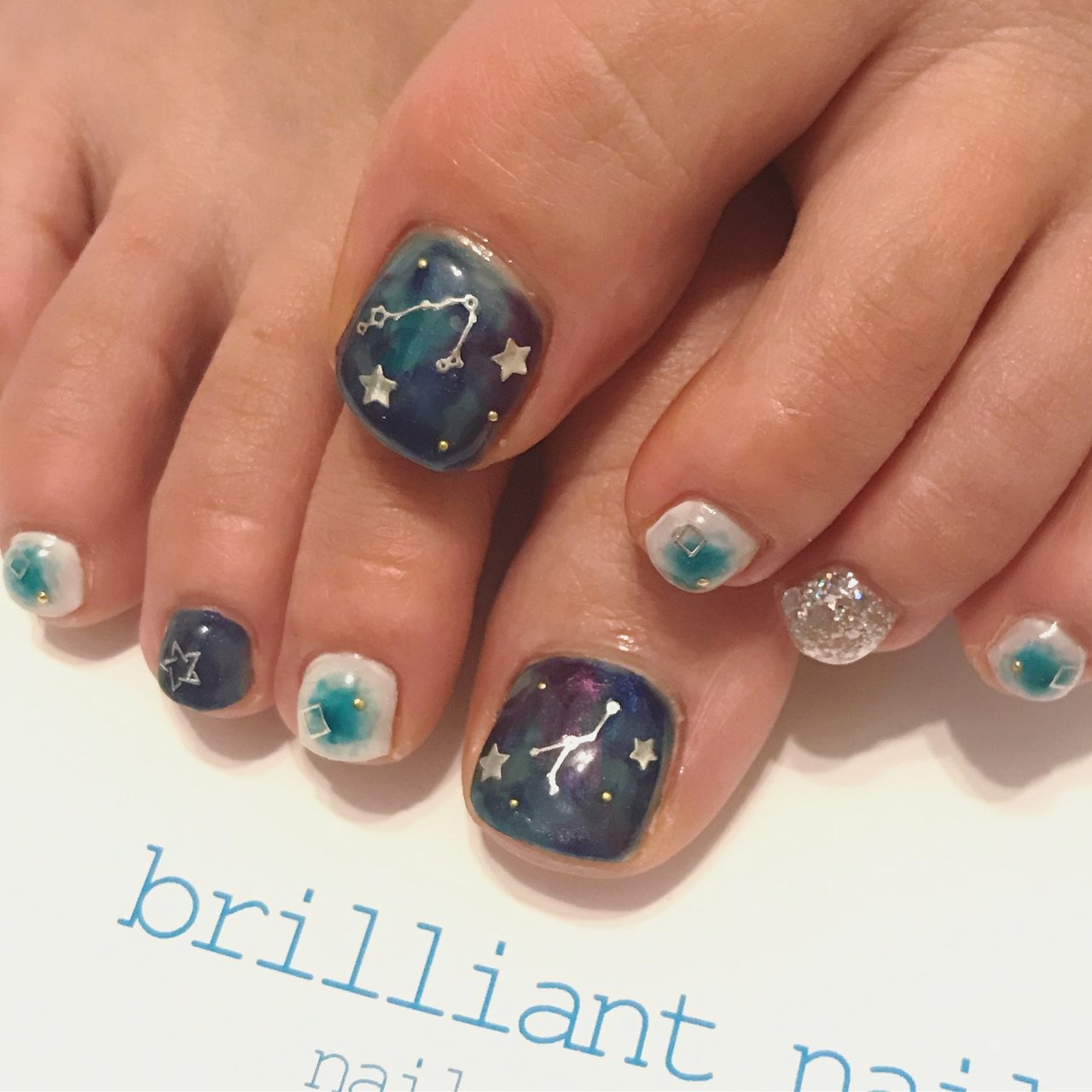 オールシーズン フット 星 チーク ブルー Brilliantnailのネイルデザイン No ネイルブック