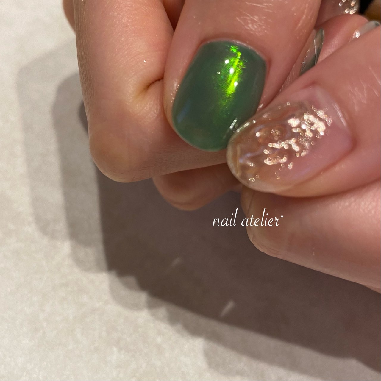 オールシーズン ハンド ニュアンス グリーン ターコイズ Nail Atelier ネイルアトリエ のネイルデザイン No ネイル ブック