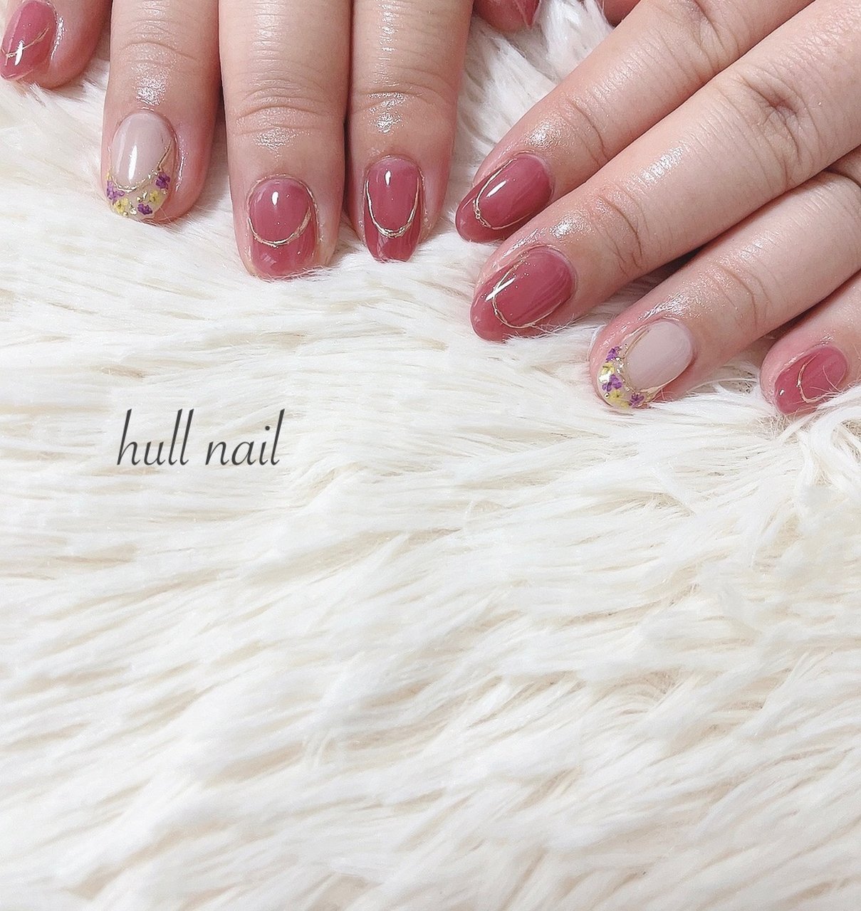 春 ハンド ミラー 押し花 ホワイト Hull Nailのネイルデザイン No 707 ネイルブック