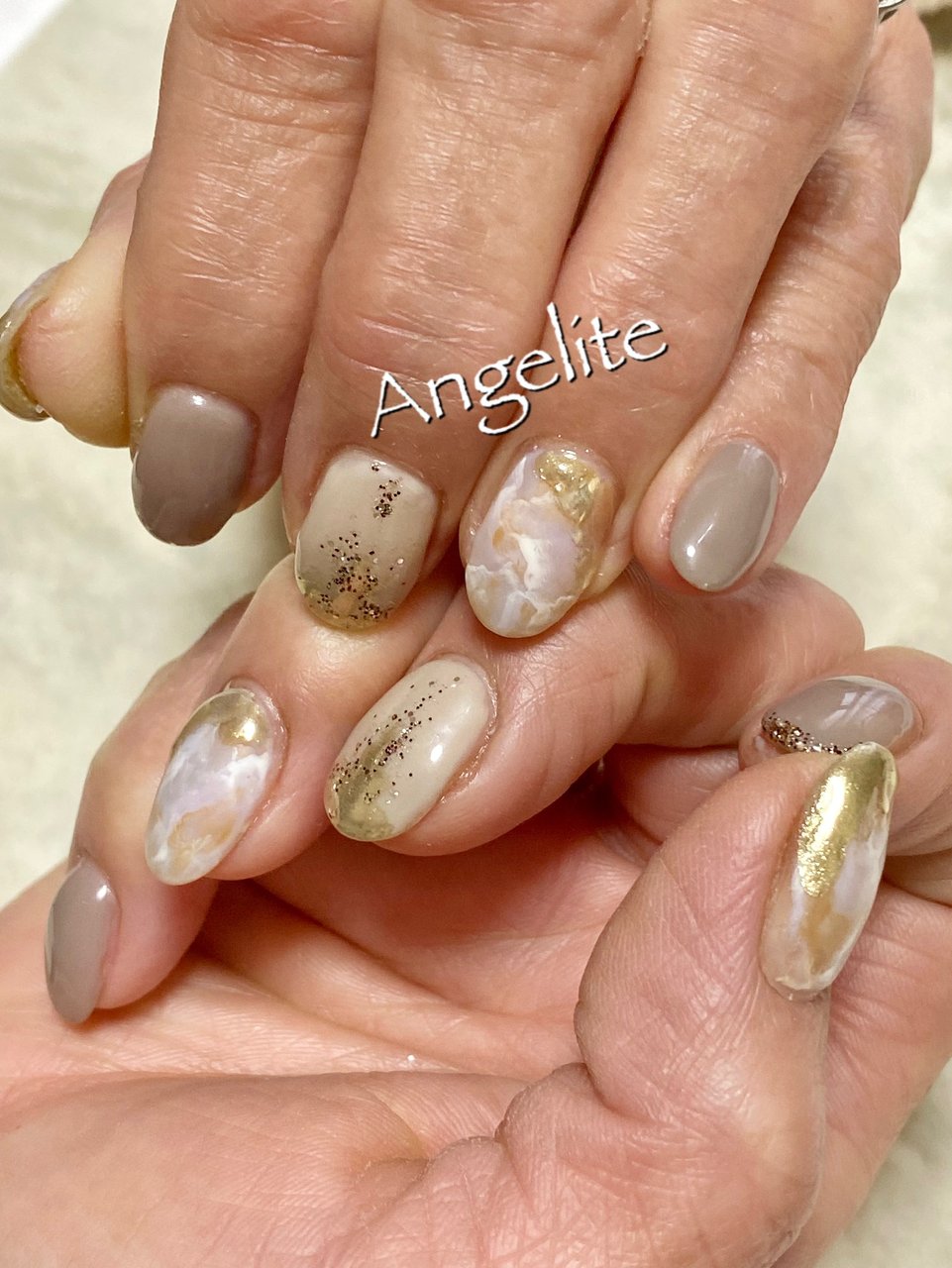オールシーズン ハンド ラメ シースルー 大理石 Angeliteのネイルデザイン No ネイルブック