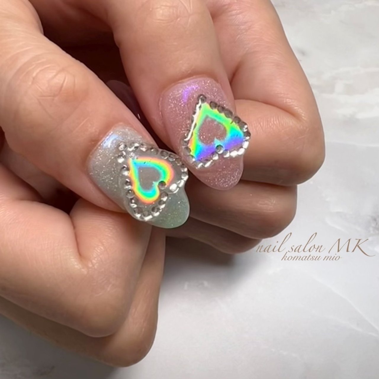 春 ハンド ハート マグネット ロング Nail Salon Mkのネイルデザイン No ネイルブック