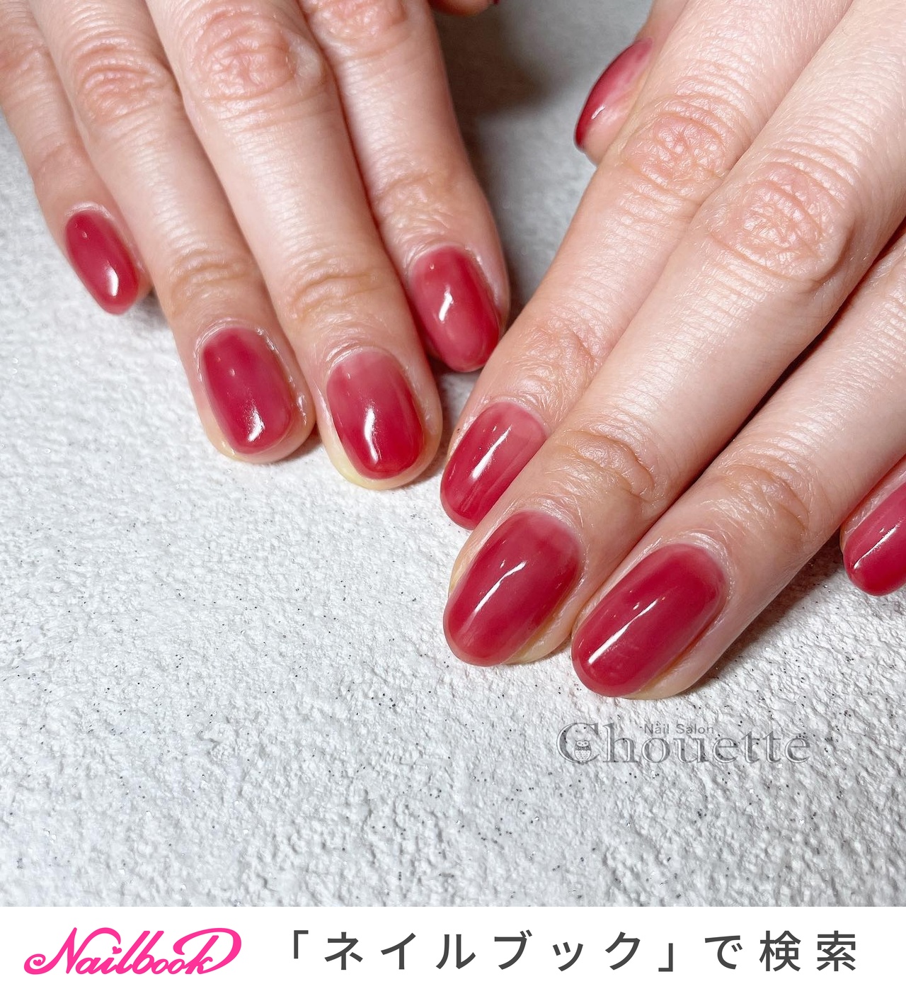 透け感レッドのネイルデザイン ネイルブック