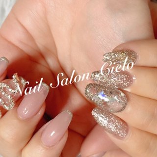 #ハンド #ジェルネイル #ピンク #ゴールド #入学式ネイル #春ネイルデザイン2022 #クリア #変形フレンチ #グラデーション #ベージュ #ちゅるん#ラメ #入学式 #ミディアム #大人ネイル #オフィス #シルバー #上品ネイル #アースカラー#ギャル#ギャルネイル #ラメ #ラメグラデーション #卒業式 #春#蛇ネイル #蛇#スネークネイル #スネーク #アマゾン#キラキラ #キラキラネイル #ブライダルネイル #派手#派手ネイル#スクエア#バレリーナネイル #バレリーナ #バレー #卒業式 #七夕 #ライブ #パーティー #ハンド #ビジュー #アニマル柄 #シースルー #3D #ブランド柄 #ロング #PREGELデザインコンテスト #Nail Salon Cielo #ネイルブック