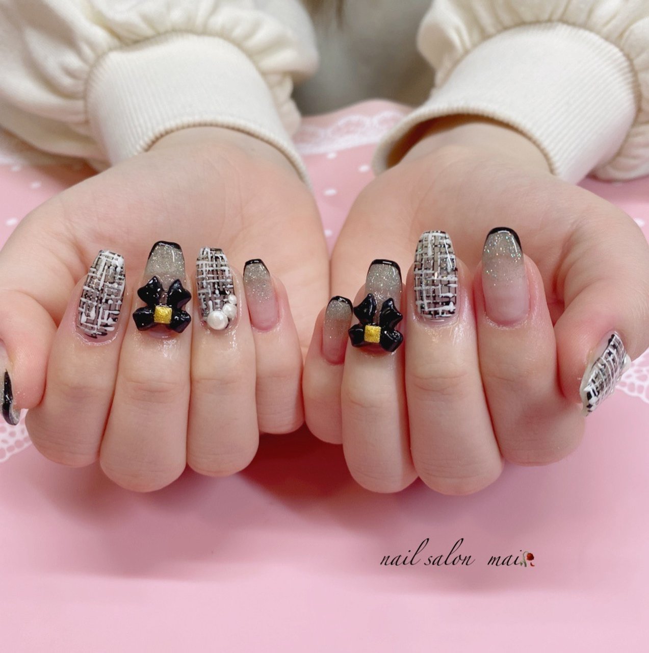 ハンド ホワイト ブラック シルバー ジェルネイル まいのネイルデザイン No ネイルブック