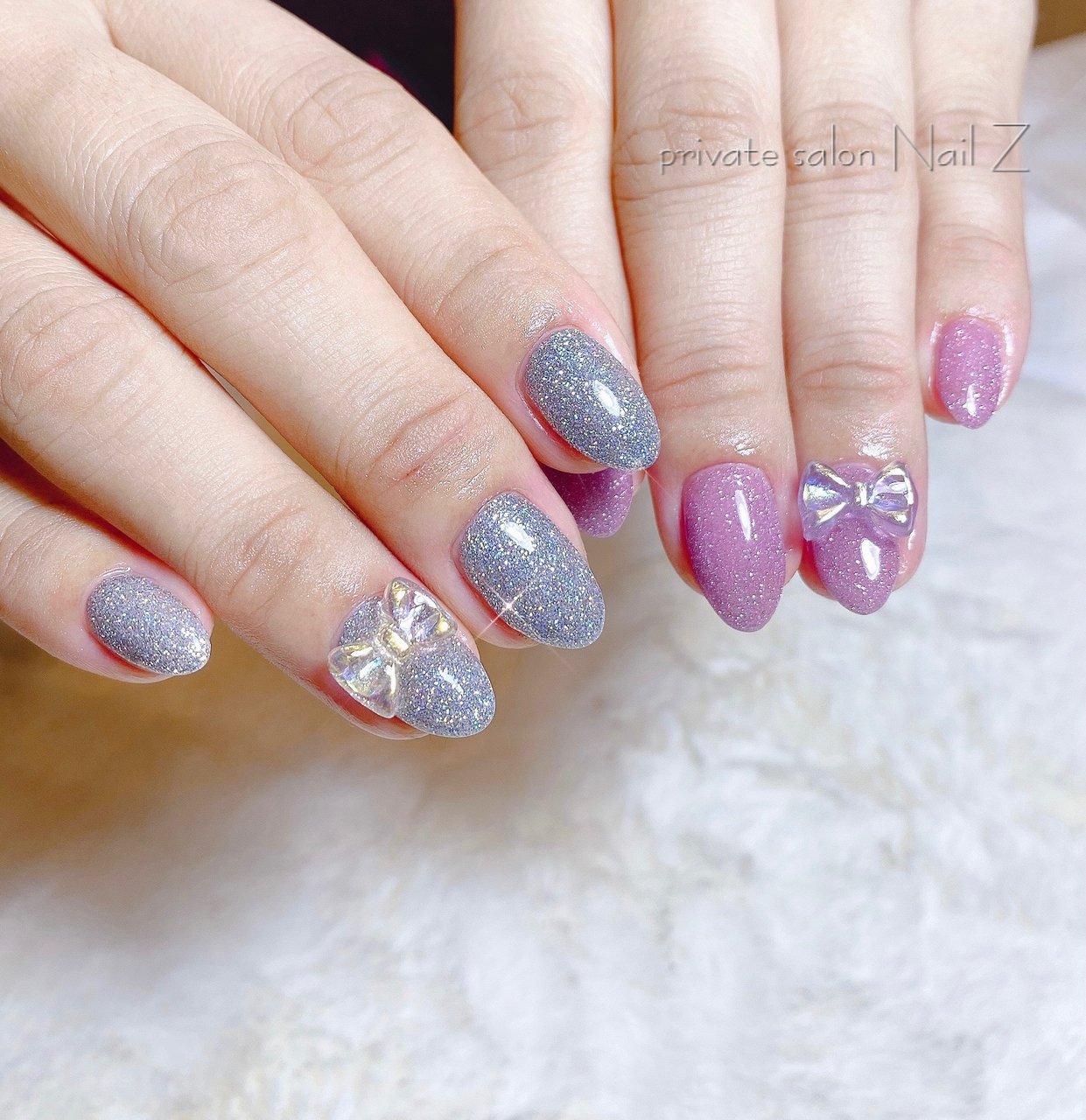 ハンド リボン ミディアム ピンク ジェルネイル Nail Z ネイルジー のネイルデザイン No ネイルブック