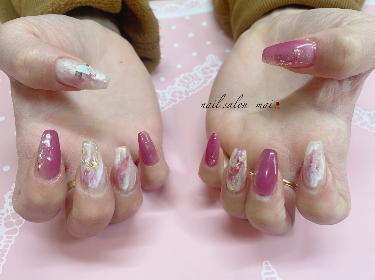 ハンド ホワイト ピンク ジェルネイル お客様 まいのネイルデザイン No ネイルブック