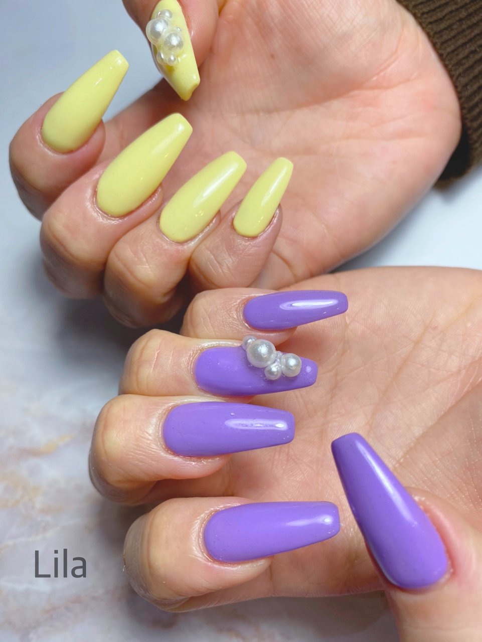 ワンカラー イエロー パープル パステル Lila Nail Salonのネイルデザイン No ネイルブック