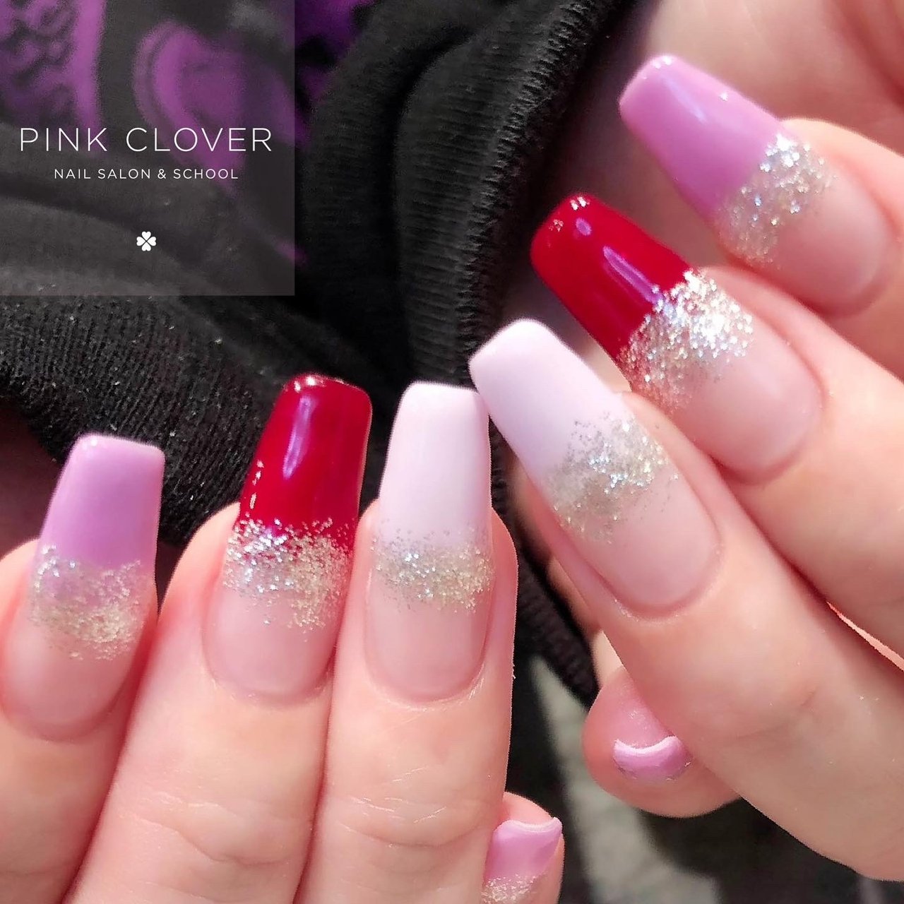 ピンク レッド ゴールド Pink Clover ネイルサロン スクールのネイルデザイン No ネイルブック