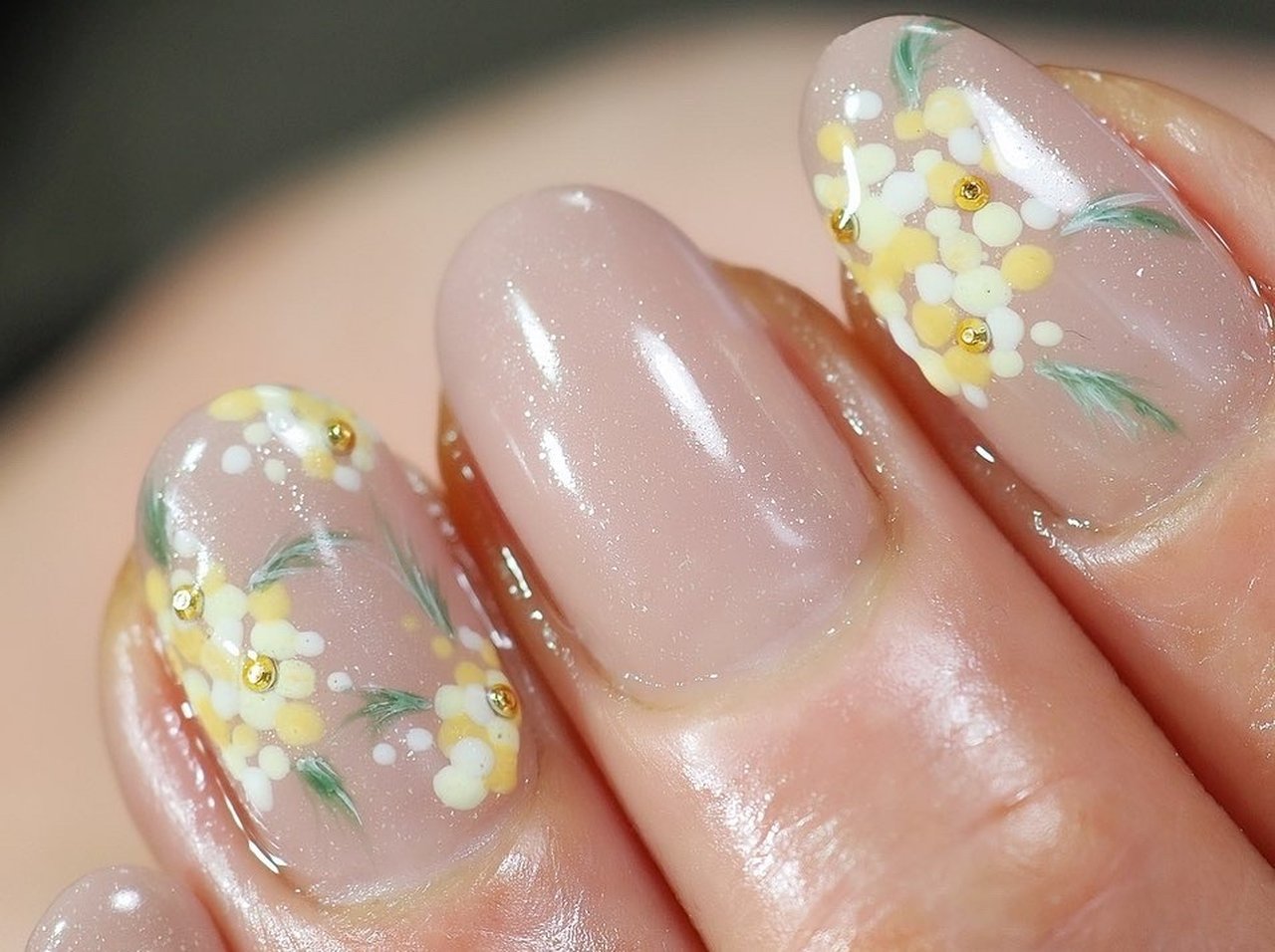 春 ハンド フラワー ショート ベージュ M Yuyuのネイルデザイン No ネイルブック