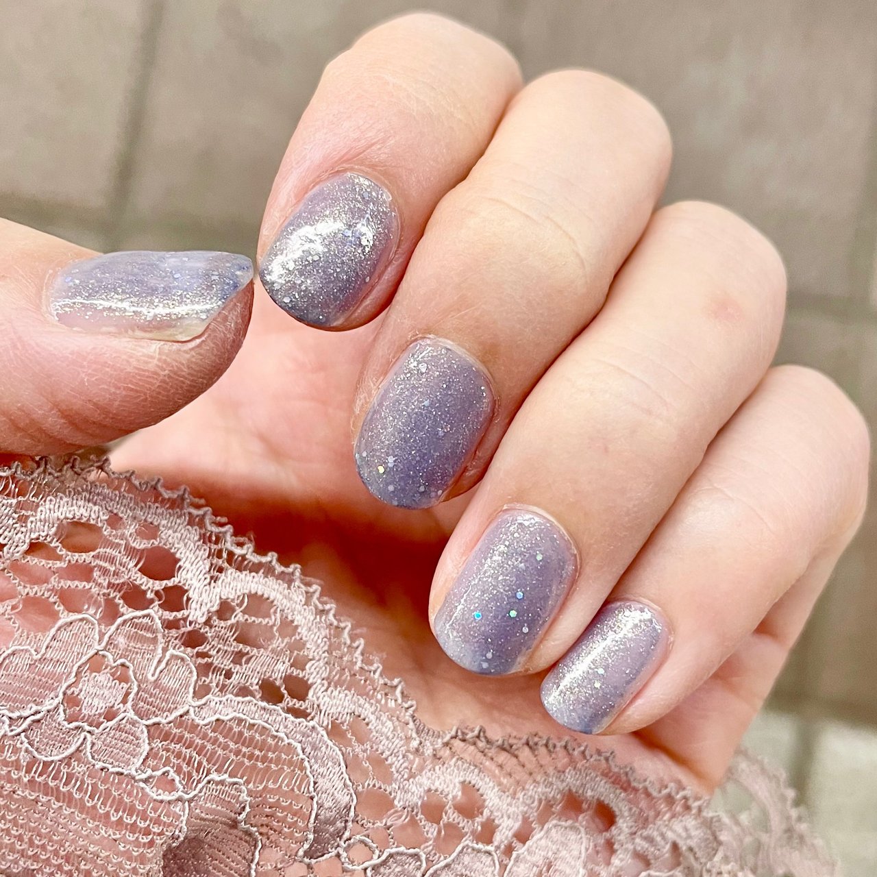 冬 パーティー ハンド ラメ ショート 桃桜のネイルデザイン No ネイルブック