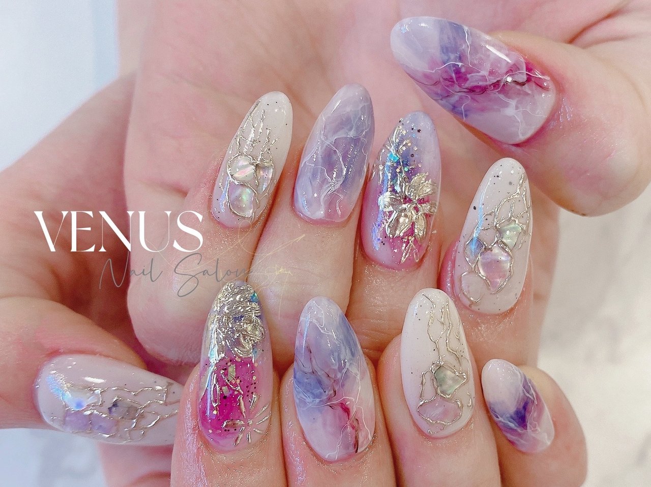 オールシーズン ハンド 大理石 Venus Nail Salonのネイルデザイン No 705 ネイルブック