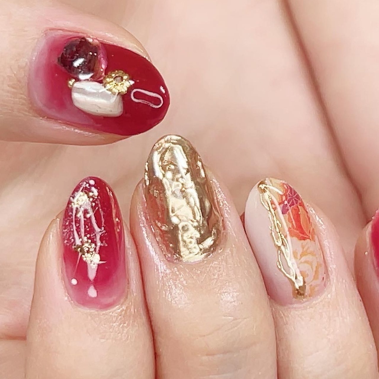 和 レッド ボルドー Nailandbeautyアンドネイルアンドビューティーのネイルデザイン No ネイルブック