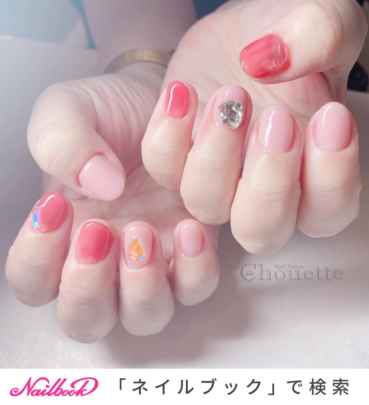 赤とピンクネイルのネイルデザイン｜ネイルブック