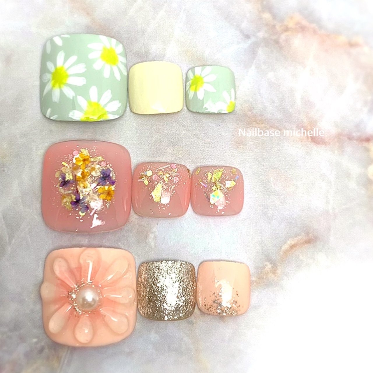 春 夏 オールシーズン フット ラメ Nailbasemichelleのネイルデザイン No ネイルブック