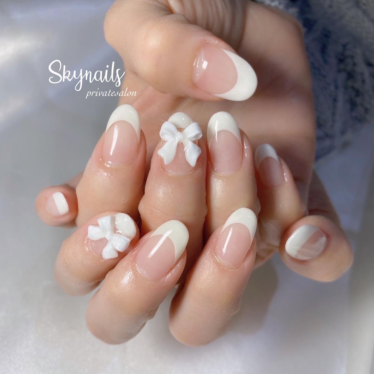 オールシーズン ハンド シンプル フレンチ ハート Skynails Kayoのネイルデザイン No ネイルブック