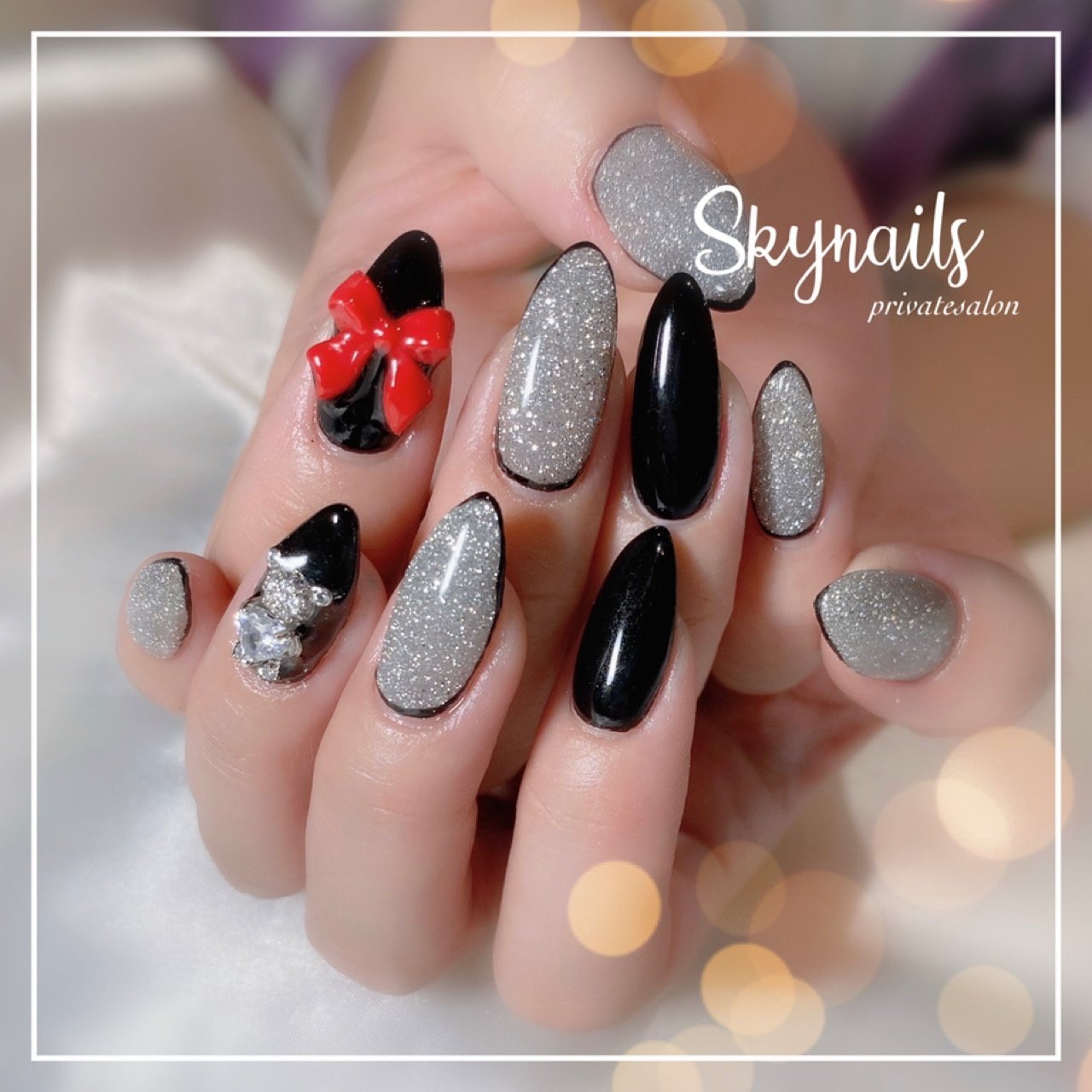 オールシーズン ハンド リボン ロング レッド Skynails Kayoのネイルデザイン No ネイルブック