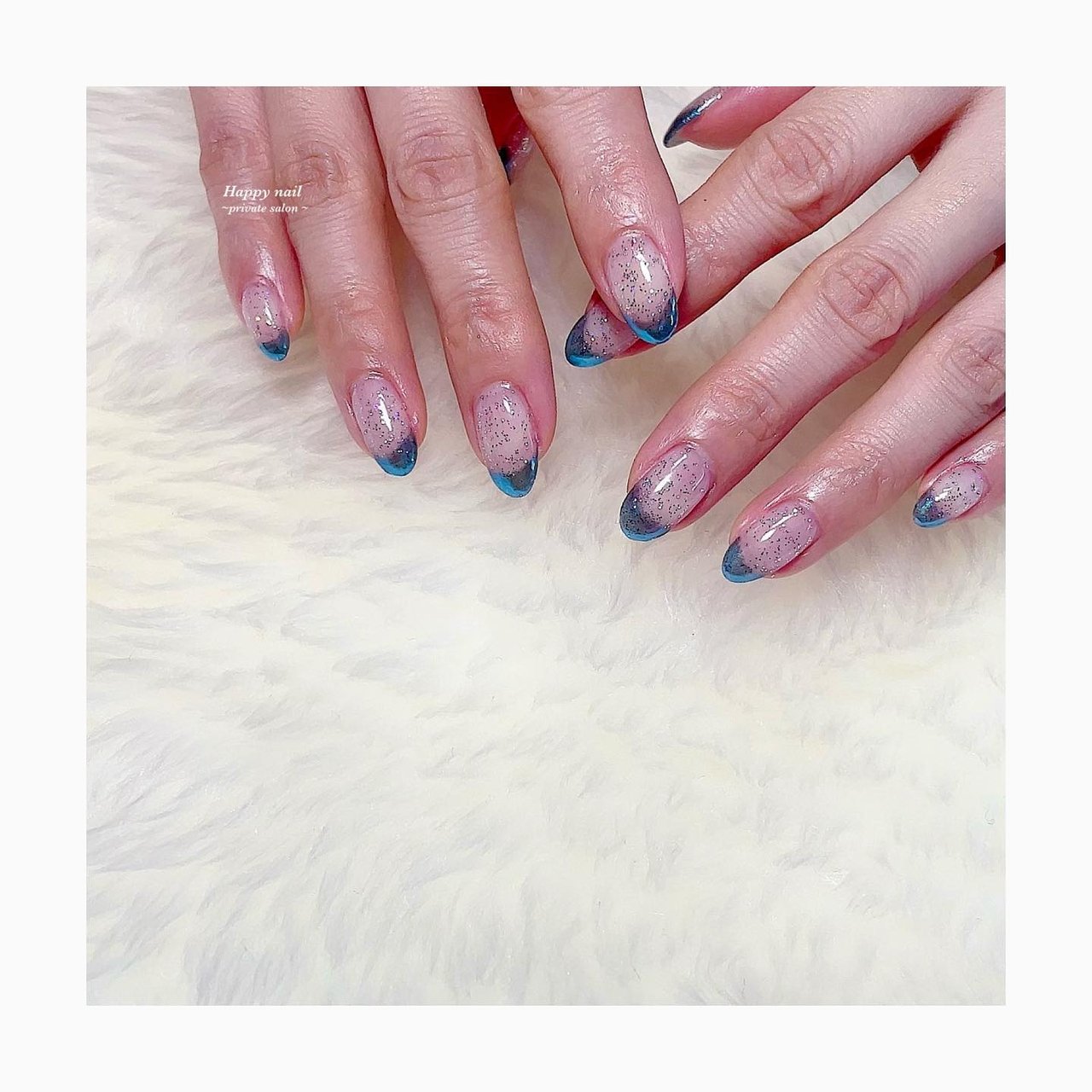 フレンチ ラメ ミラー クリア 水色 Happy Nailのネイルデザイン No ネイルブック