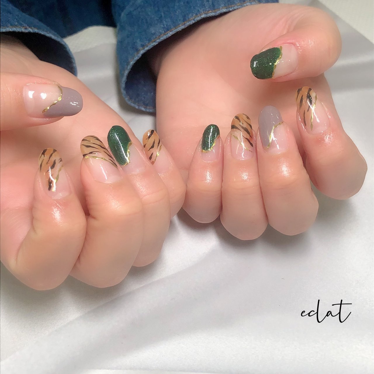 オールシーズン お正月 ハンド グラデーション アニマル柄 石巻ネイルサロンeclatｴｸﾗのネイルデザイン No ネイルブック