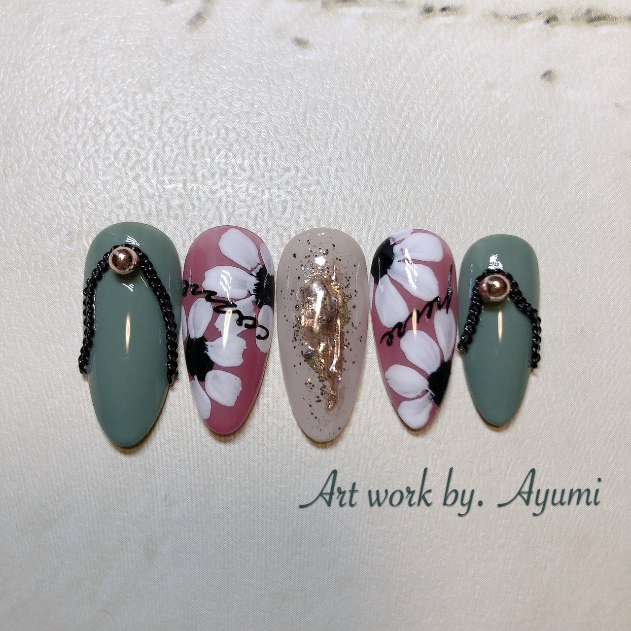 オールシーズン ハンド フラワー ミディアム ジェルネイル Nailist Ayumiのネイルデザイン No ネイルブック