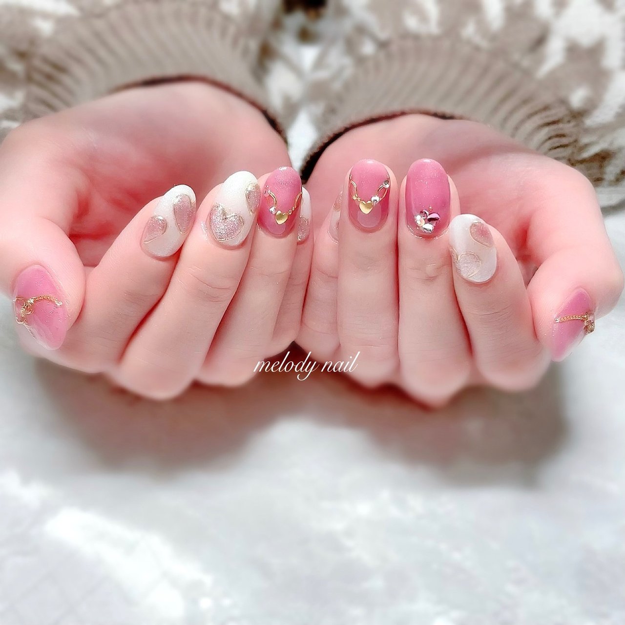 春 オールシーズン バレンタイン オフィス ハンド 𝐦𝐞𝐥𝐨𝐝𝐲 Nail 仙台のネイルデザイン No ネイルブック