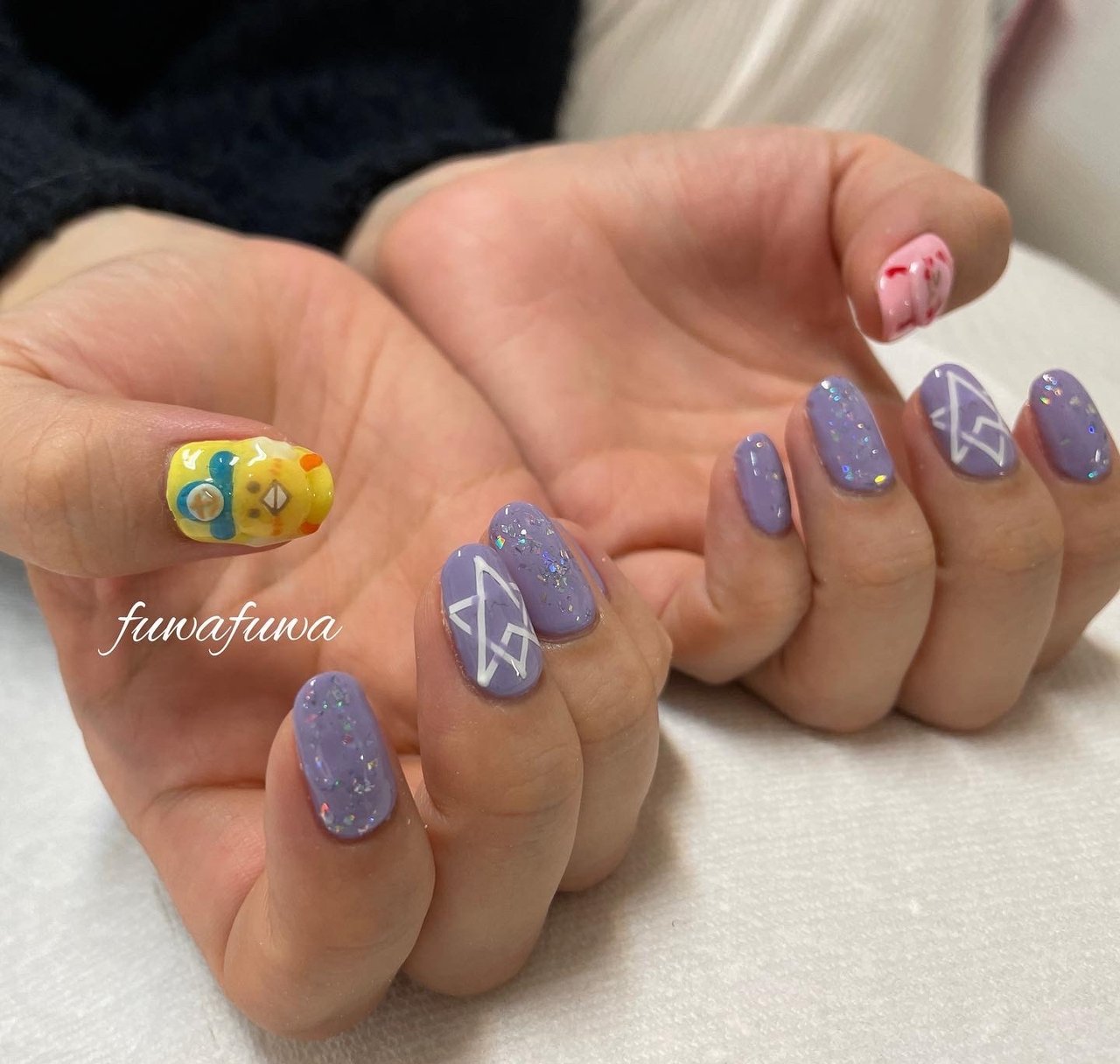 オールシーズン キャラクター ピンク パープル カラフル Fuwafuwa Takakoのネイルデザイン No ネイルブック