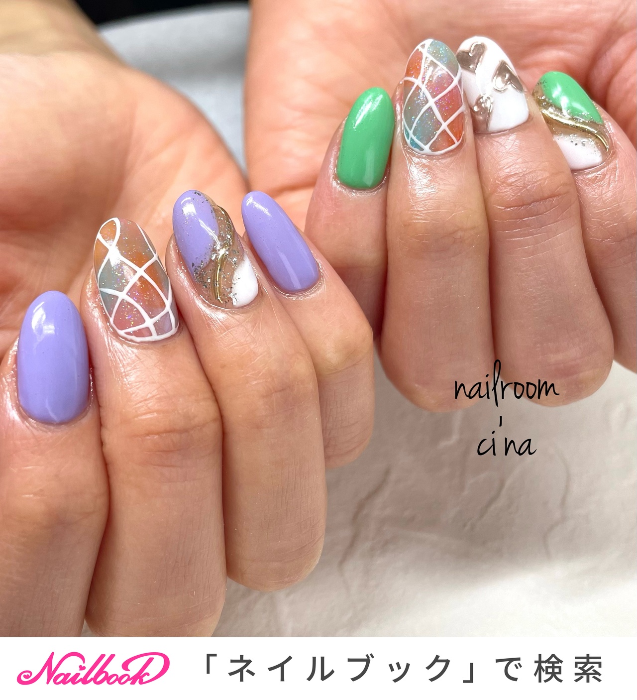 卒業式 ステンドグラスのネイルデザイン ネイルブック