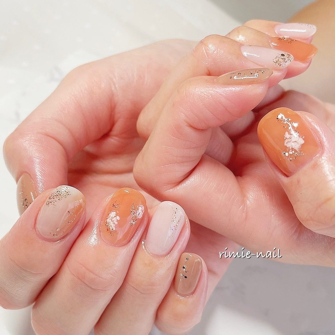 ハンド グラデーション ニュアンス ミディアム オレンジ Rimie Nailのネイルデザイン No ネイルブック