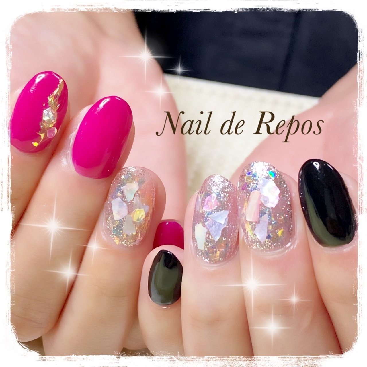 ハンド ピンク ブラック Nail De Repos ルポ のネイルデザイン No ネイルブック