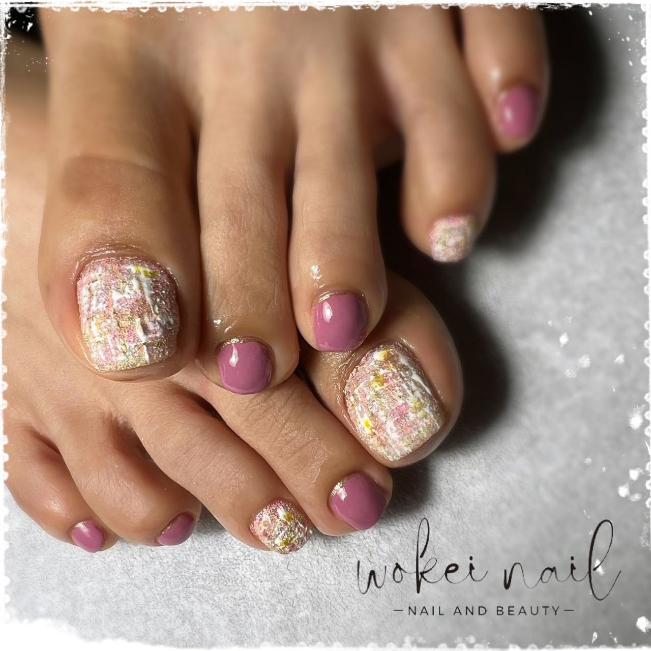 春 冬 フット ワンカラー ツイード Wokei Nailのネイルデザイン No ネイルブック