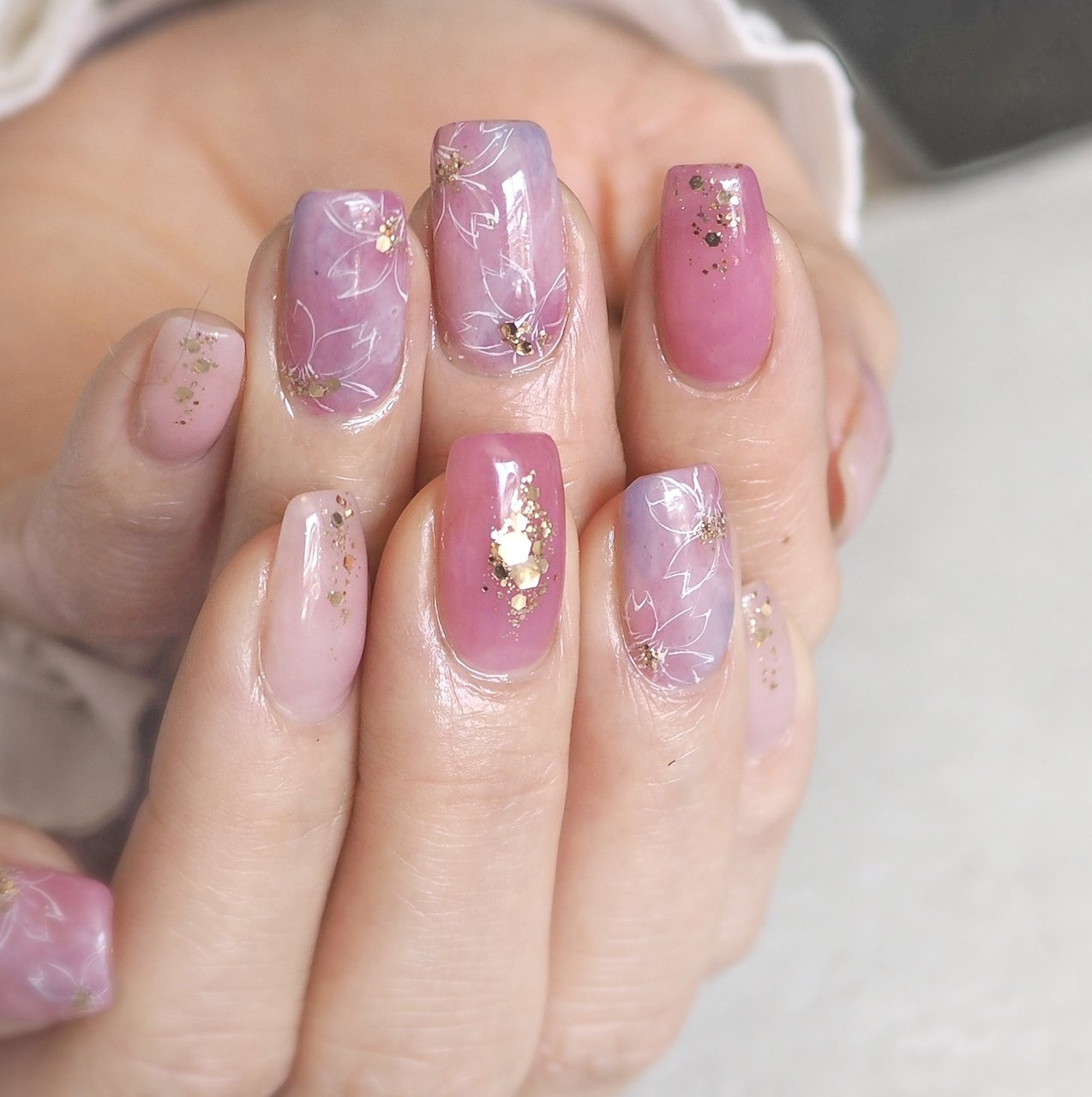 春 卒業式 入学式 オフィス ボタニカル Glassy Nailのネイルデザイン No ネイルブック