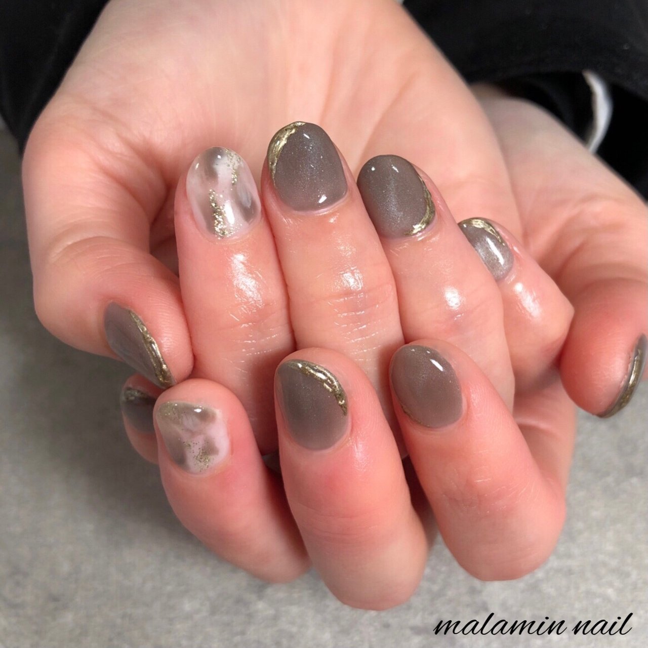 ニュアンス ホワイト ブラウン グレー マラミンネイル Mari Nemotoのネイルデザイン No ネイルブック