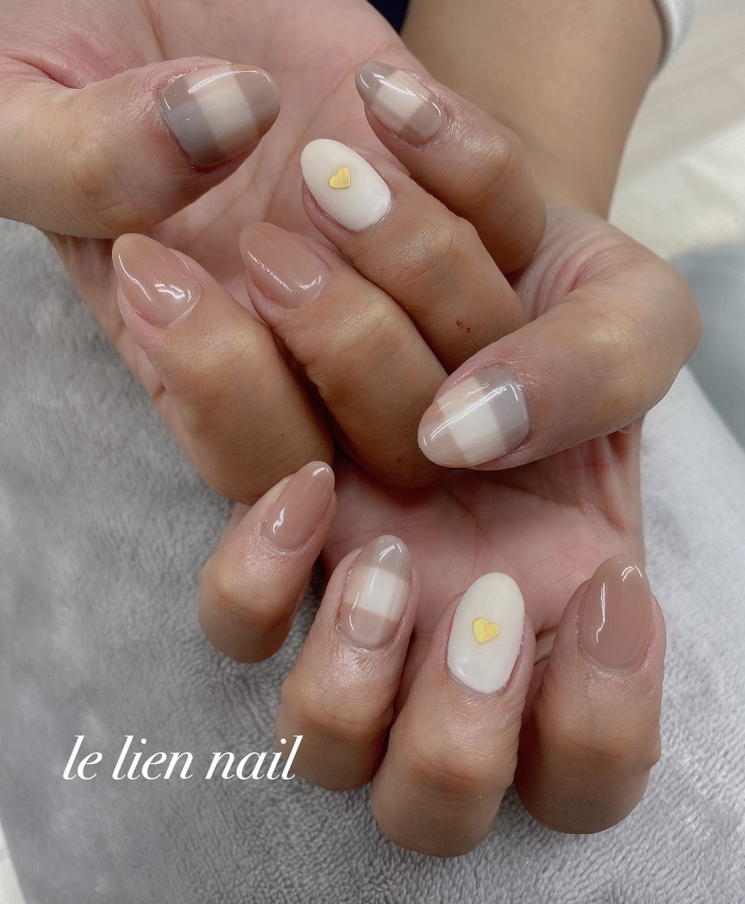 秋 冬 ハンド ワンカラー チェック Le Lien Nailのネイルデザイン No ネイルブック