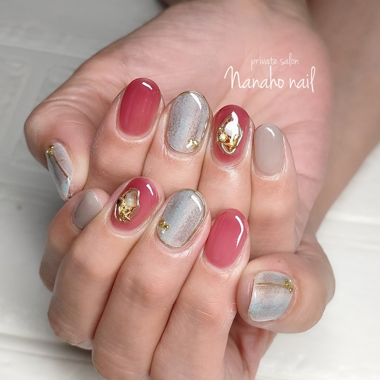 秋 冬 ハンド シェル ミラー Nanaho Nail 大阪府八尾市 のネイルデザイン No ネイルブック