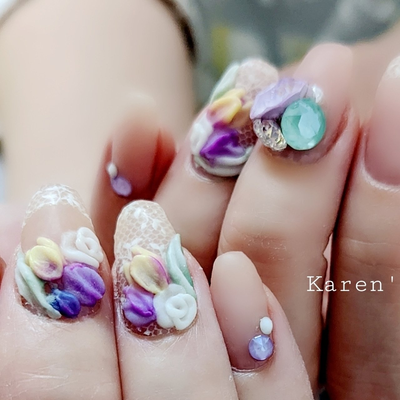 春 リゾート ブライダル パーティー ハンド Karen S Nail Rierinのネイルデザイン No ネイルブック