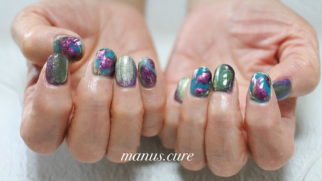 秋 冬 ハンド マグネット ロック Manuscureのネイルデザイン No ネイルブック