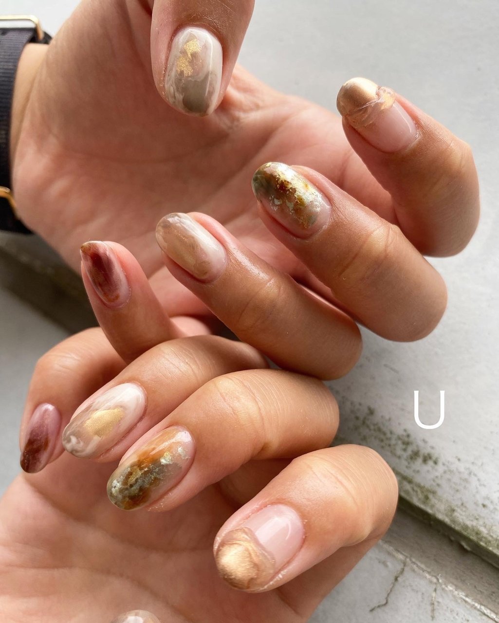 オールシーズン ハンド ニュアンス ショート アースカラー U のネイルデザイン No ネイルブック