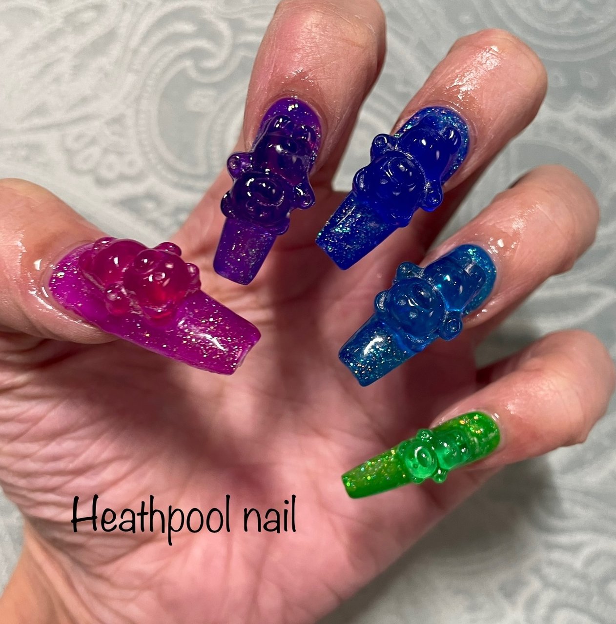 ハンド ラメ キャラクター 3d カラフル Heathpoolnailのネイルデザイン No ネイルブック