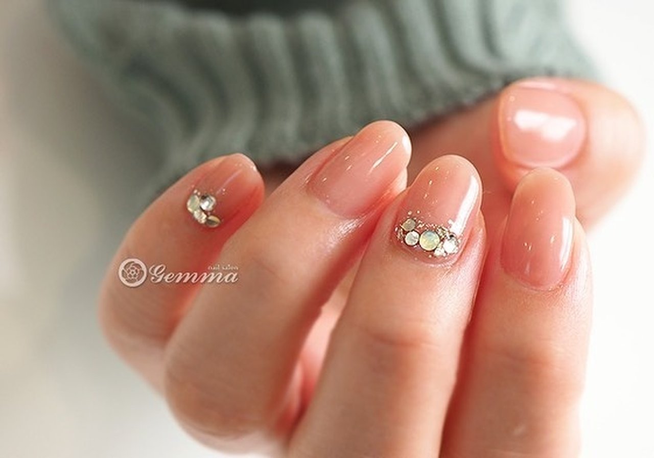 春 オールシーズン オフィス シンプル ビジュー Gemmaのネイルデザイン No ネイルブック