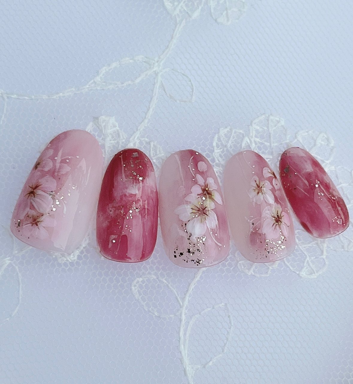 ネイルチップ 現品 オーダー かわいい 春 夏 卒業式 入学式 花 桜 91aa0c1ead80d1c3f49435db71c5db