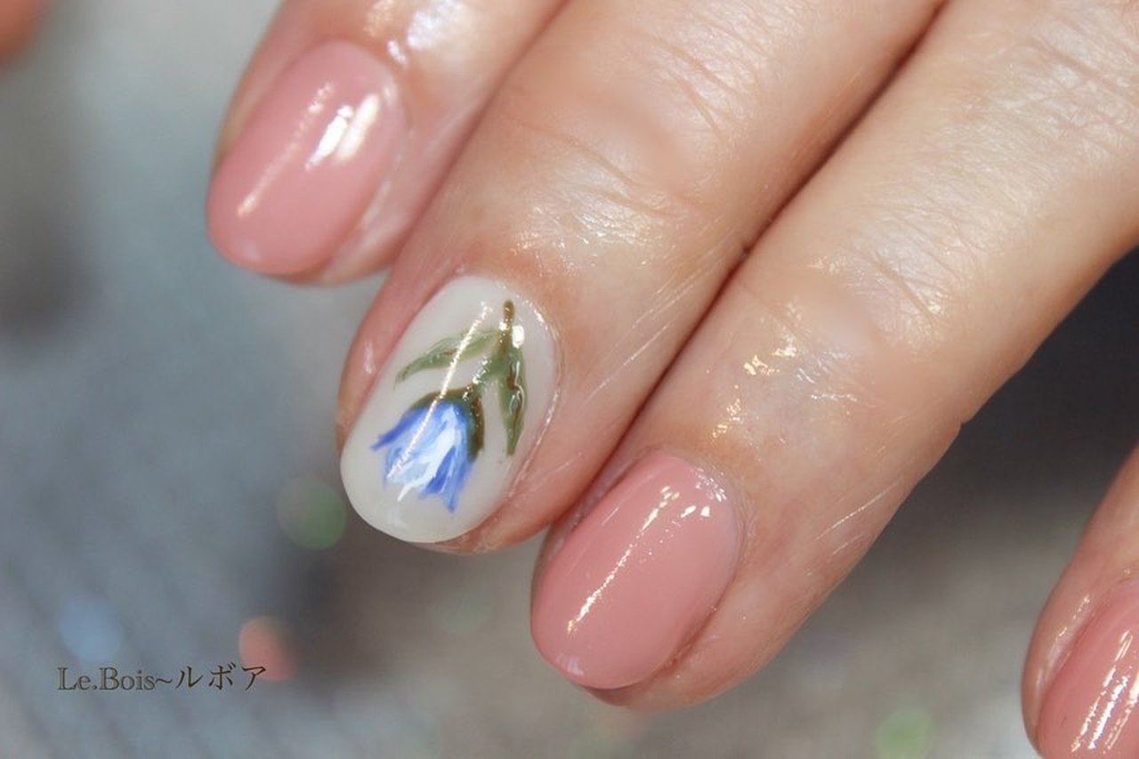 春 ハンド ワンカラー フラワー ショート Koroakeのネイルデザイン No ネイルブック