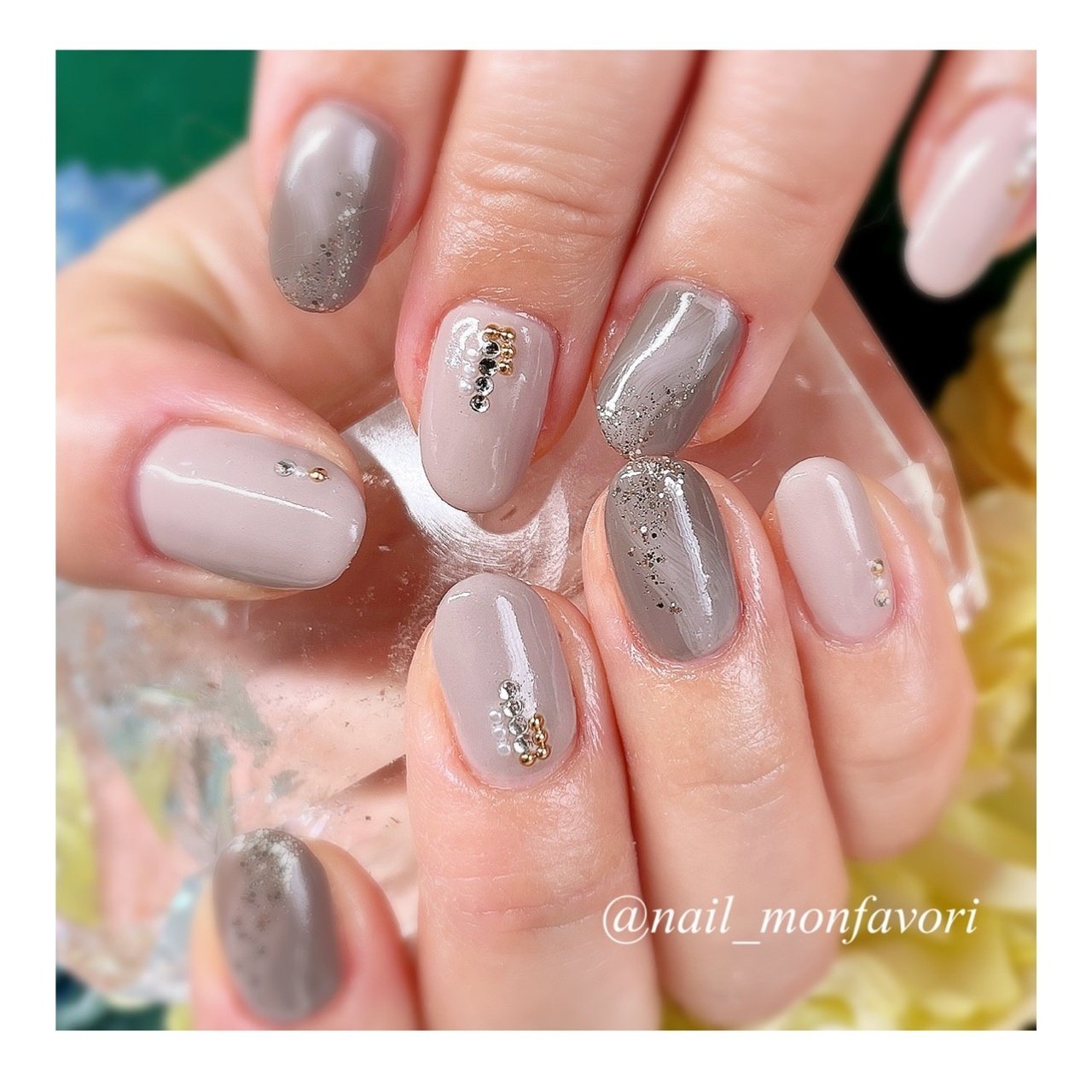 オールシーズン デート 女子会 ハンド ビジュー Monfavori モンファボリ のネイルデザイン No ネイルブック