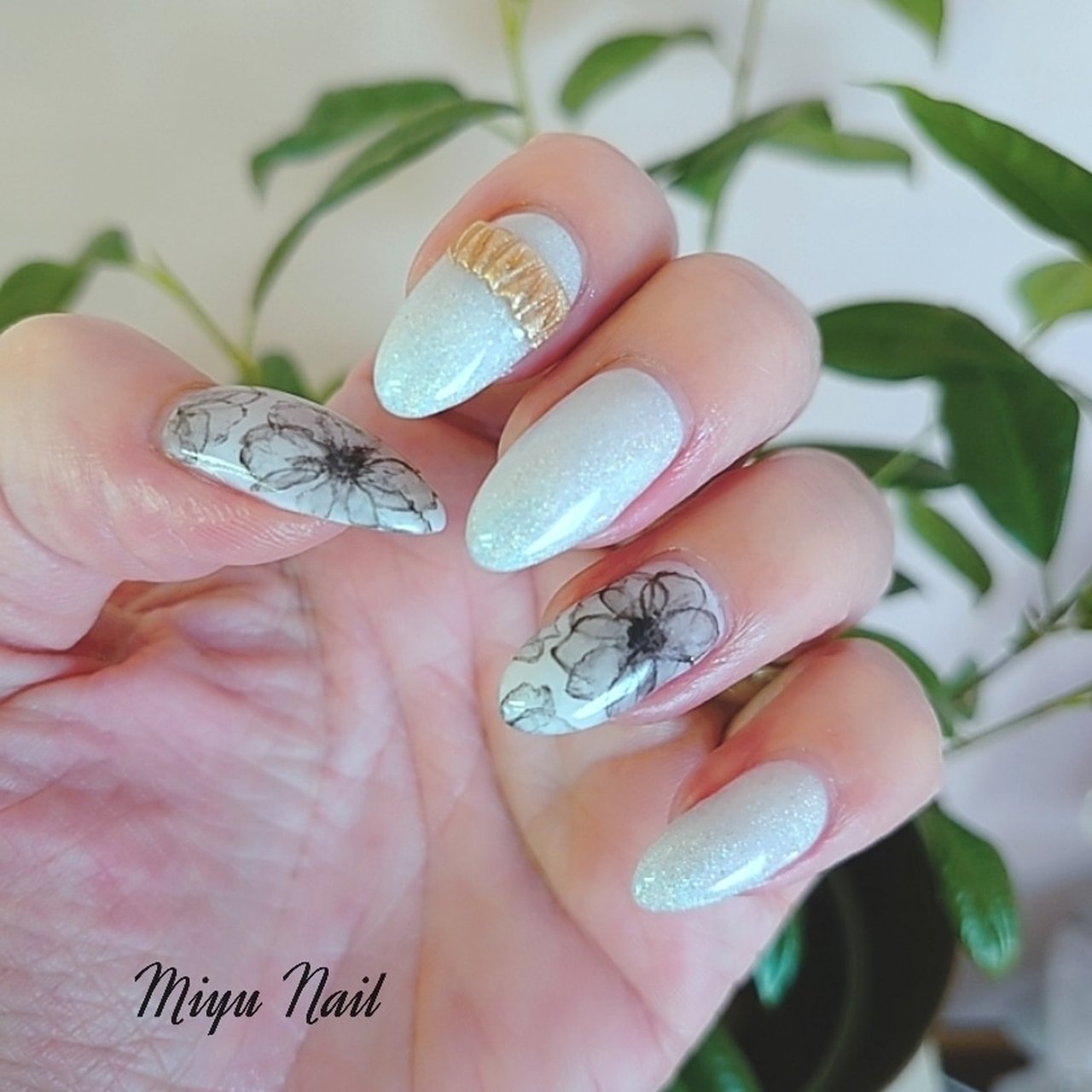 オールシーズン ハンド フラワー たらしこみ ユニコーン Miyu Nailのネイルデザイン No ネイルブック