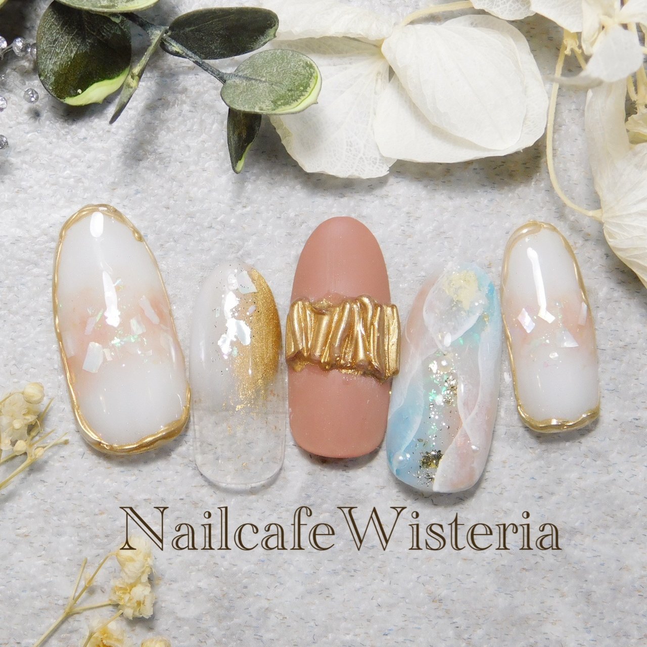 ラメ シェル パール ニュアンス アイシング Nailcafewisteriaのネイルデザイン No ネイルブック