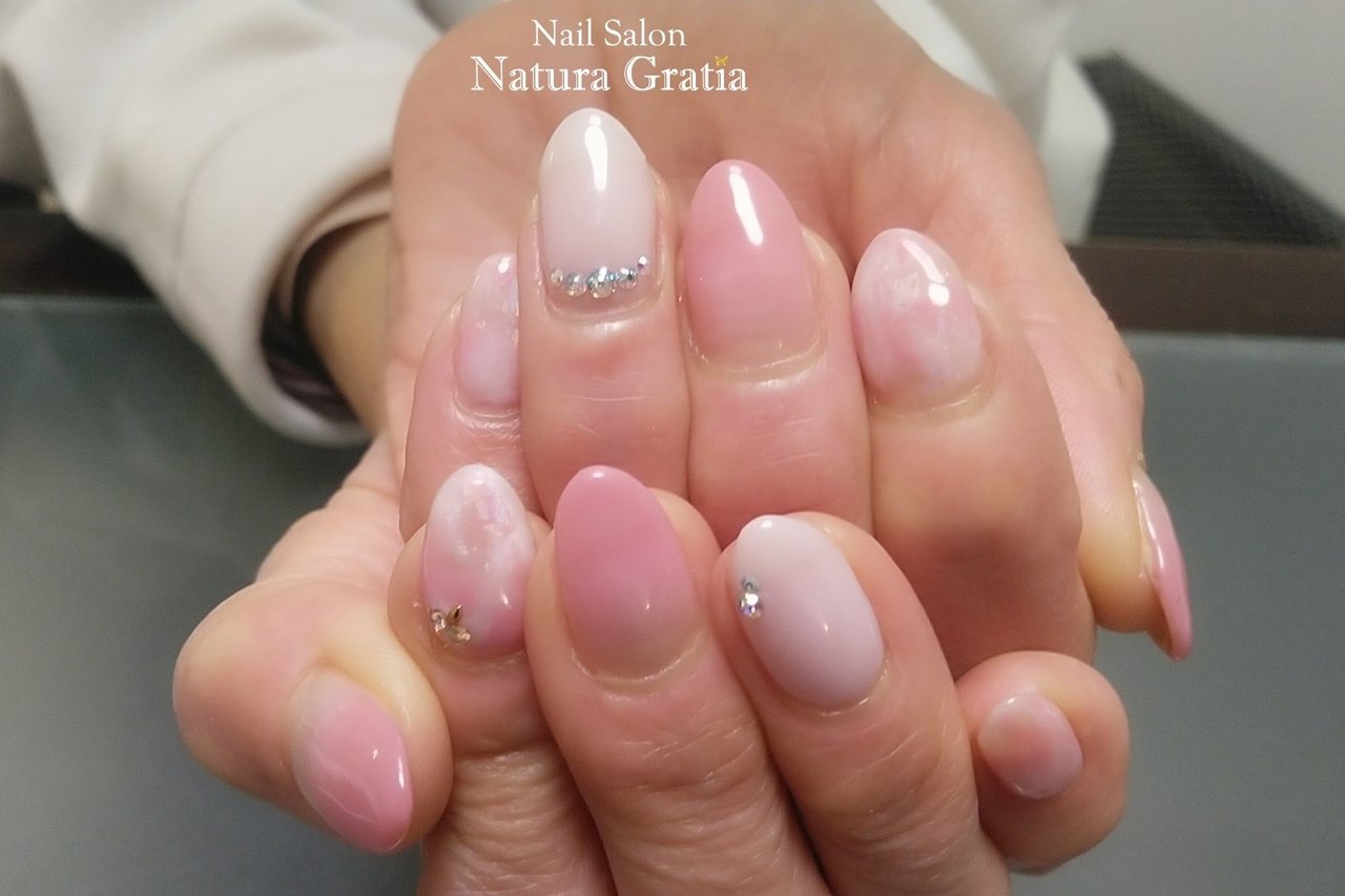 春 オフィス ハンド グラデーション ニュアンス Naturagratiaのネイルデザイン No ネイルブック