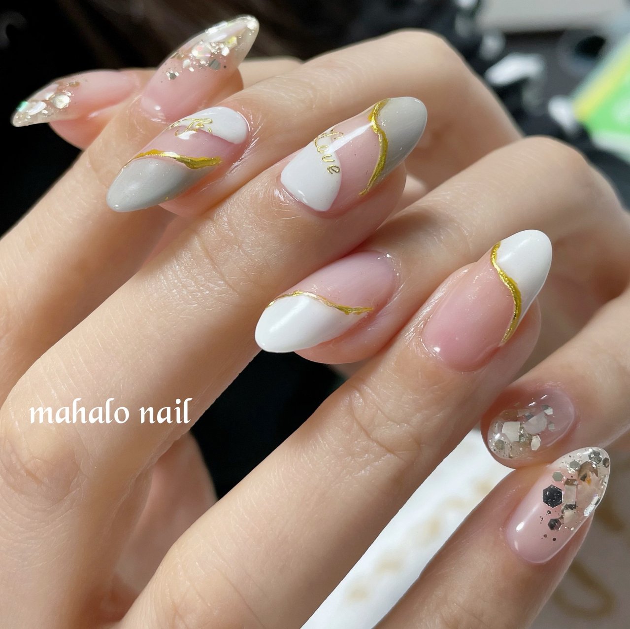 ホワイト クリア グレー Mahalo Nailのネイルデザイン No ネイルブック
