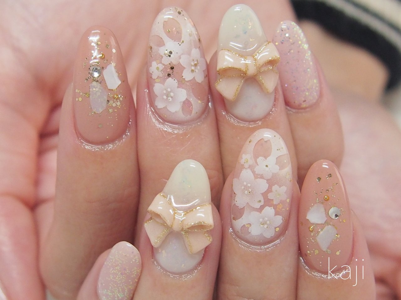 春 ハンド フラワー 3d リボン Nail Kajiのネイルデザイン No ネイルブック