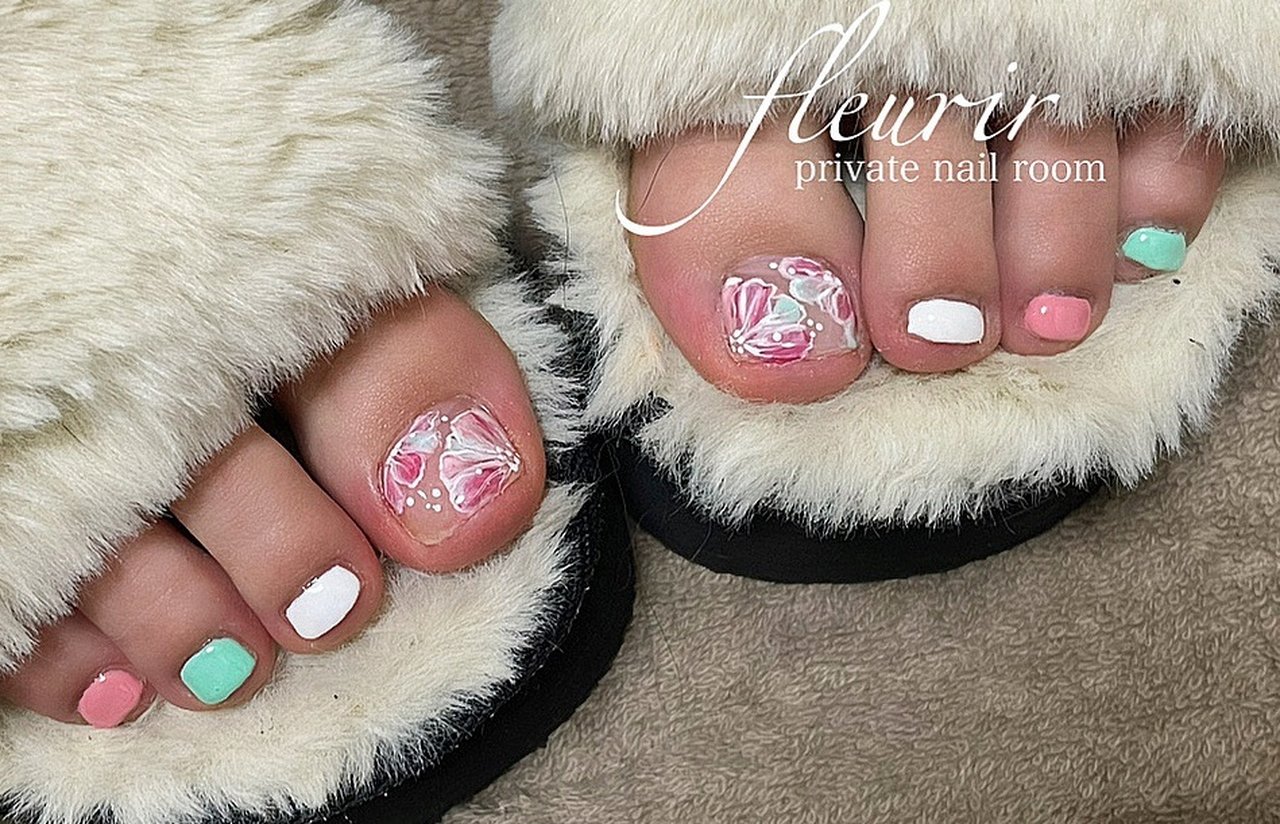 春 旅行 デート 女子会 フット Nailsakiのネイルデザイン No ネイルブック