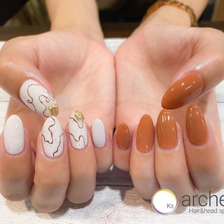 キャメルオレンジのネイルデザイン ネイルブック
