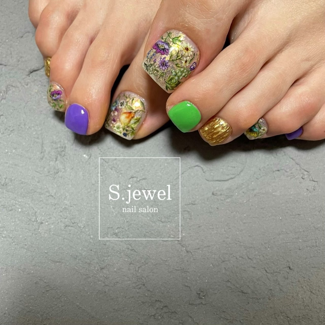 フット フラワー 押し花 S Jewelのネイルデザイン No ネイルブック